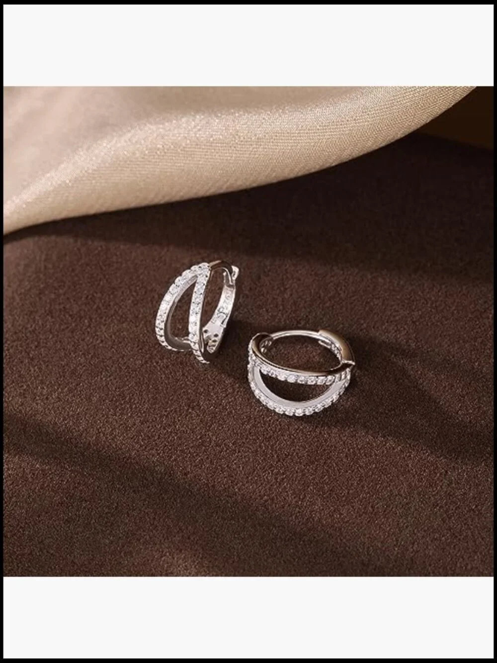 Chunky Hoop Earrings Huggie Studs Sterling Silver CZ Cubic Zirconia Post